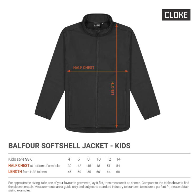 CLOKE Balfour Softshell Jacket- Kids to 9XL