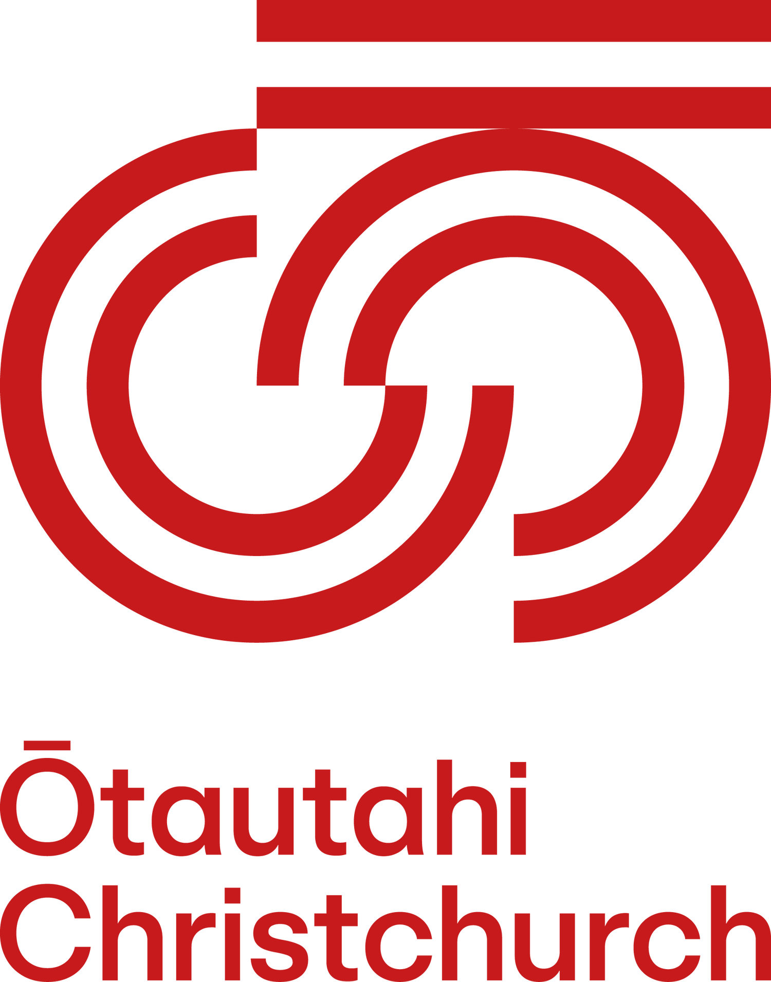 Logo of Otautahi Christchurch with red and white design on a white background